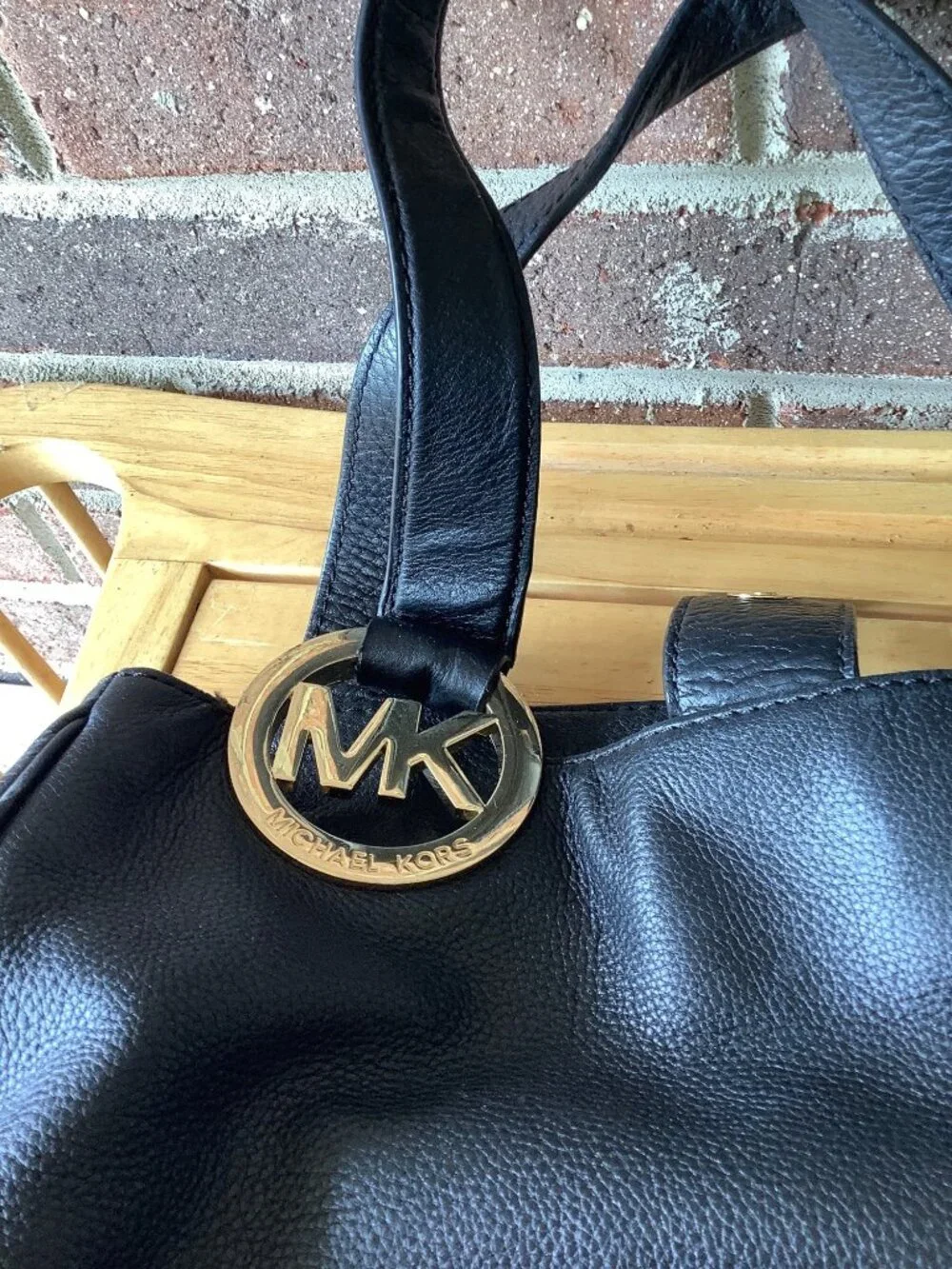 Michael Kors Black Fulton Pebbled Leather Hobo Bag
